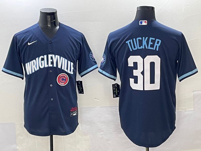 Men Chicago Cubs 30 Tucker Dark Blue City Edition 2025 Nike MLB Jersey style 7